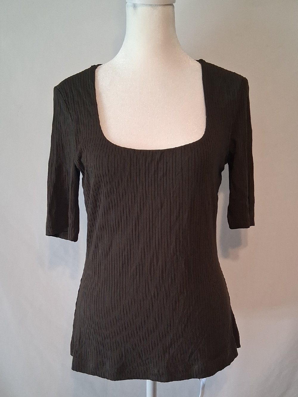 H&M Women's Square Neck Short Sleeve Ribbed Textured Top